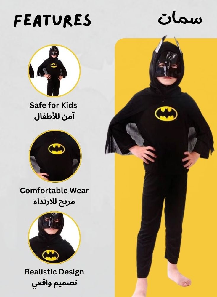 بريميم طقم زي باتمان للأطفال – فستان بطل خارق مع قناع للحفلات التنكرية واللعب - Image 2